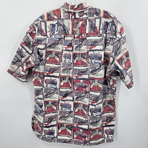 Cooke Street Honolulu Mens Medium Whale Print Hawaiian Shirt Cotton Made in USA - Picture 2 of 6